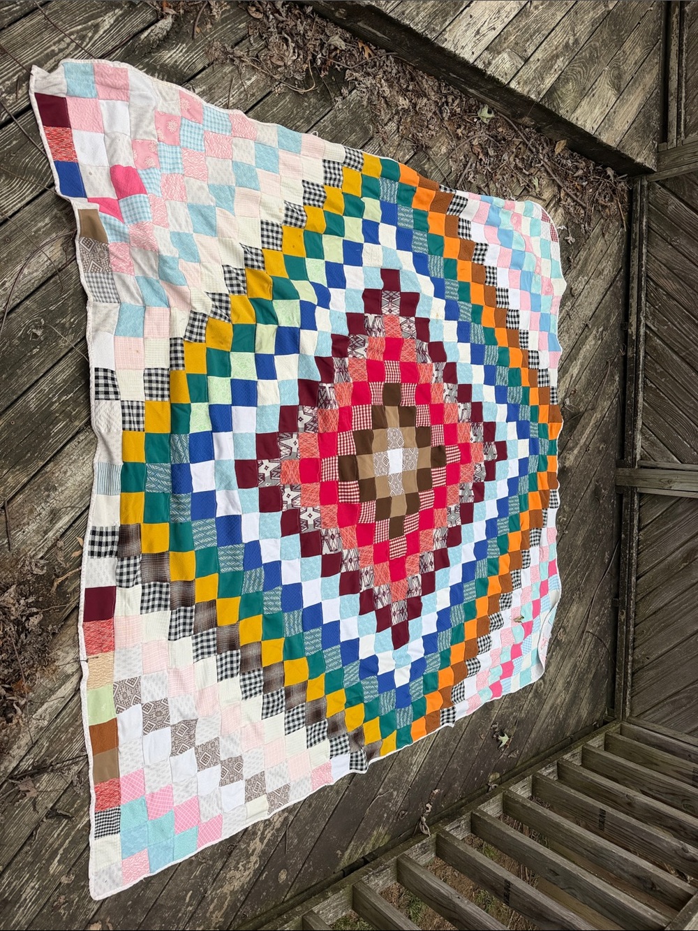 Vintage handmade patchwork quilt large blanket